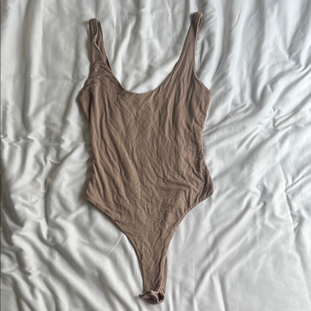 Naked Wardrobe Scoop Tan Bodysuit